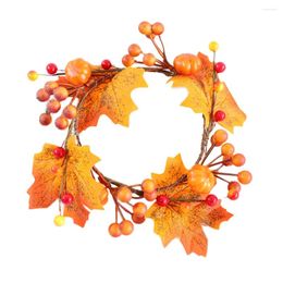 Decorative Flowers Maple Pumpkin Wreath Thanksgiving Day Tabletop Party Decor Outdoor Wreaths Front