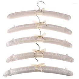 Hangers 5Pcs 38cm Silk Fabric Clothes Hanger Brace White Hook Button Non-Slip Wedding Dresses