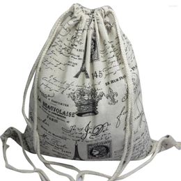 Storage Bags Unisex Drawstring Bag Backpack European Retro Canvas Backpacks Women Men Travel Clothes Cosmetic Shoulder Handbag Torebka