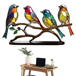 Party Decoration Stained Glass Bird Pendant Mini Window Aesthetic Birds On Branch Desktop Ornaments