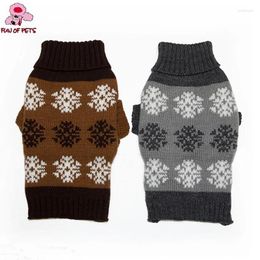 Dog Apparel 2024 Autumn & Winter Coffee/Grey Classic Warm Snowflake Sweater Dogs Clothing For Pets