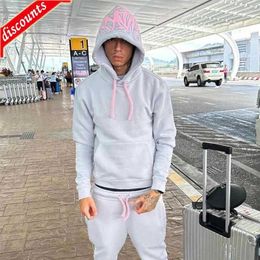 Womens Hoodies Syna World Grey Tracksuit Synaworld Hoodie Y2k Pullover Outfits Streetwear Dress Trendy Clothing Mens Sweatshirt Tops E7Q2
