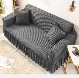 Chair Covers (90-140CM)- (235-300CM) Free Deliver Universal Elastic All-Inclusive Solid Colour Seersucker Sofa Cover Anti-Dust