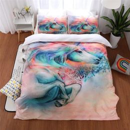 Bedding Sets 3D Colourful Duvet Cover Set 2/3pcs Elephant Pillowcase Linen Style (no Bed Bohemia 230 260 Sheet)