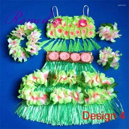 Decorative Flowers Arrived Hawaiian Hula Grass Skirt Lei Set Headwear Necklace Bracelet Garland Leis Party Decoration