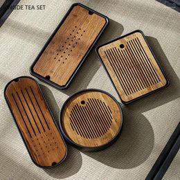 Tea Trays Black Ceramic Tray Bamboo Panel Serving Set Supplies Water Storage Type Table Living Room Decorative