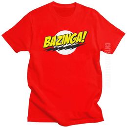 Men's T-Shirts Big Bang Theory Bazinga T-shirt Mens 100% Cotton Handsome Sheldon Cooper T-shirt Gk TBBT T Top Birthday Gift Creative T240510
