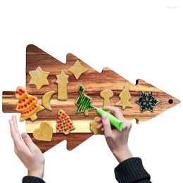 Decorative Figurines Christmas Tree Serving Tray Wooden Reusable Food Dish Display Plate Appetiser Sushi
