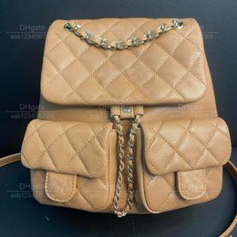12A Mirror quality luxury bag Classic Designer Bag Ladies milky tea/pink handbag Chain Backpack 18/21/24cm diamond grid spring/summer casual backpacks shopping bag