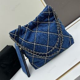 24P summer denim shopping bag Luxury women's bag designer bag vintage denim bag Hobo Shoulder Bags high quality Blue Denim flower messenger handbags Change purse