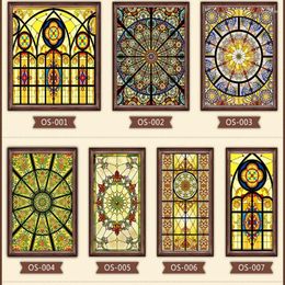 Window Stickers Custom Size Electrostatic Frosted Stained Glass Film Church Foil Door PVC Self-adhesive 50x150cm