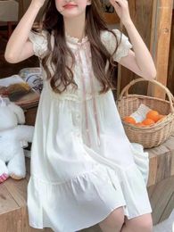 Party Dresses Flying Sleeve Lolita Kawaii Dress Women Ruffles Lace Japanese Sweet Mini Female Pure Colour Cute Fashion 2024