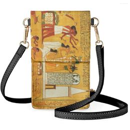 Evening Bags FORUDESIGNS Egyptian Art Leather Shoulder Vintage Style Messengers Female Diagonal Pouch Mobile Phone Bag Satchel