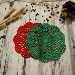 Table Mats Insulation Mat Diam Hand-knitted Hook Flower Hollow Round Decorative Wool Pad