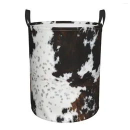 Laundry Bags Dirty Basket Cow Hide Folding Clothing Storage Bucket Toy Home Waterproof Organiser