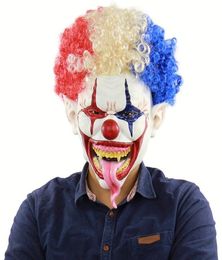Halloween Mask Spiked Hair Clown Full Face Latex Terror Crown masks Horror Mask For Halloween Cosplay Party Night Club4451971