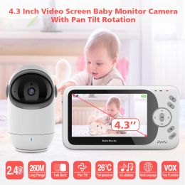 VB801 Baby Monitor 4.3 Inch Video Wireless Baby Camera Two Way Audio Night Vision Camera Babysitter lullaby With PTZ Camera