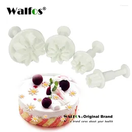 Baking Moulds Walfos Cake Cookie Mold Fondant Tools 4Pcs Daisy Biscuit Sugarcraft Cookies Plungers Paste Cutter