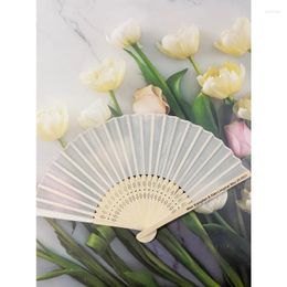 Party Favour 20 Pcs/lot Personalised Luxurious Silk Fold Hand Fan In Elegant Laser-Cut Gift Box Favors/wedding Gifts Printing