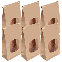 Storage Bottles 50 Pcs Kraft Paper Bread Bags Bakery Iron Wire Multi-function Treat Clear Window Wrapping Baking Toast