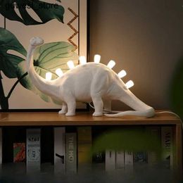 Night Lights Nordic Dinosaur Resin LED Table Lamp Creative Designer Art Research Childrens Room Bedside Table Model Decorative Light S240513