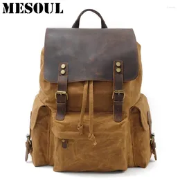 Backpack High Quality Waterproof Men Canvas Travel Shoulder Rucksack Vintage Large Capacity Youth Boy Laptop School Bag