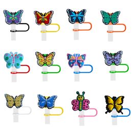 Disposable Dinnerware Coloured Butterfly 28 St Er For Cups 30 40 Oz Water Bottles Topper Pack Of 8Mm Reusable Cute Sile Tips Lids Prote Ot4Xe