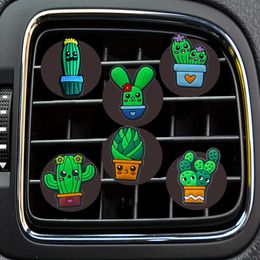Other Interior Accessories Cactus Cartoon Car Air Vent Clip Clips Conditioner Outlet Per Freshener Square Head Drop Delivery Otznt