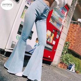 Women's Jeans 2024 Fashion Women Solid Color Sexy High Waist Slim Bell-bottoms Denim Pants Trousers For