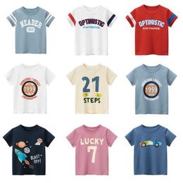 T-shirts 2023 New 2-8 Years Summer Children Boys T-shirts Cartoon Printed Letter Baby Boy Short Sleeve Tops Kids T Shirts Toddler Clothes T240509