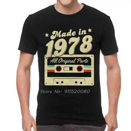 Men's T-Shirts Made In 1978 Cassette All Ogrinal Parts Tshirt Men Ts Top Cotton T Shirt Old Birthday T-shirts Strtwear Harajuku T240510