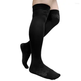 Men's Socks Over Knee Mens Long Cotton Breathable Sexy Stocking Male Hose Formal Suit For Black