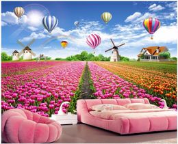 Wallpapers Custom Po 3d Room Wallpaper Tulip Flowers Sea Pastoral Scenery Home Improvement Living Wall Murals