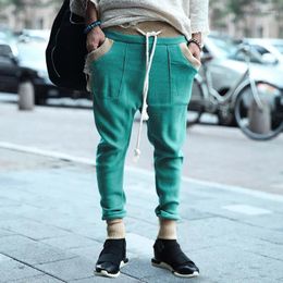 Men's Pants Sports Knitted Contrasting Color Patchwork Drawstring Spring Casual Retro Slim Knit