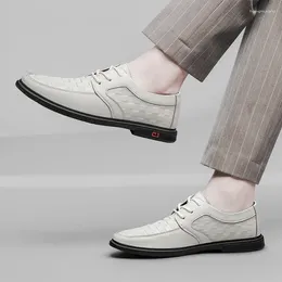 Casual Shoes 2024 Classic Brand Men's Genuine Interview Formal Lace-up Low Heel Autumn Concise Leather Business