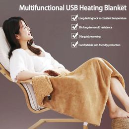 Blankets USB Electric Blanket With Pocket Knee Feet Lap Legs Shawl Heater Carpet Winter Heated 80x60cm