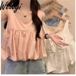 Women's Tanks Super Cute Bow Suspenders Vest Womens Summer French Style Sleeveless Outer Wear Wide Shoulder Strap Doll Shirt Dopamine Slim