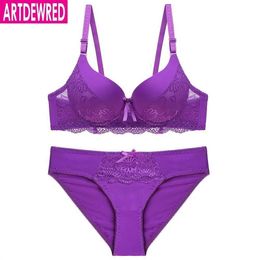 Bras Sets Sexy Lace Bra Sets For Women Bra Comfortable Underwear Set Solid Crop Top Female Lingerie Set Brassiere Bra and Panty Sets Y240513