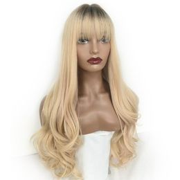 Europe and America Long Straight Human Hair Wig with Baby Hairs Brazilian Pre-Plucked Lace Front Synthetic Wigs For Women Girls DHL Fast