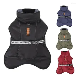 Dog Apparel Pet Winter Jumpsuit For Dogs 2-Leg Puppy Windproof Clothes With Leash Hook Warm Coat Thicken Liner Small Outfit B03E