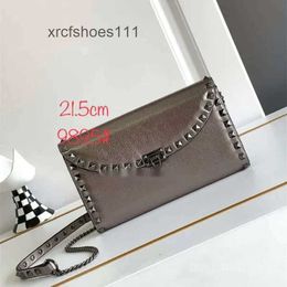 Vo Rivet Top Purse Leather Flap Lady Bags Shoulder Small Event Crossbody Rock Cowhide Square Stud Pattern 2024 Bag Litchi Layer Valentteno New Versatile 2JLQ