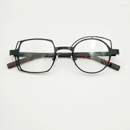 Sunglasses Frames Retro Black Asymmetric Round And Square Spectacles Myopia Optical Prescription Glasses Fashionable Irregular Metal