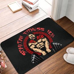 Carpets Custom Spartan Gym Doormat Non-Slip Entrance Bathroom Kitchen Door Floor Mats Bodybuilding Fitness Muscle Garden Carpet Rug