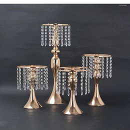 Vases Crystal Bead Curtain Flower Arrangement Container Electroplating Metal Stand Living Room Table Decoration Wedding Props