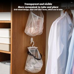 Storage Bags Wall Hanging Net Bag With Carry Handle Fruits Breathable Mesh Sundries Folding Basket Organizer Bathroom