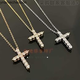 Tiffanncy High End Jewellery necklaces for womens same full sky star cross necklace high version full diamond cross necklace styles Original 1:1 With Real Logo and box