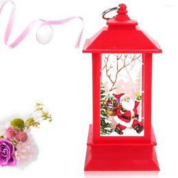 Candle Holders Christmas Lantern Battery Powered LED Lamp Decorative Table Ornament(Red Frame Santa Claus)