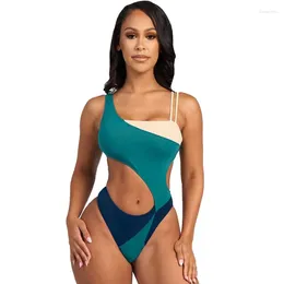 Women's Swimwear 2024 Swimming Suit One Piece Bathing Women Patchwork Swimsuit Cut Out Bodysuit Monokini Trikini Maillot De Bain