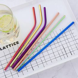 Drinking Straws 4pcs/lot Stainless Steel 1 Brush Reusable Bent Philtre Straw Metal Drink Yerba Mate Tea Bar Accessorie