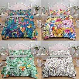 Bedding Sets Tropical Leaf Floral Duvet Cover Nordic Style Set Comforter Quilt Covers And Pillowcase Euro Size